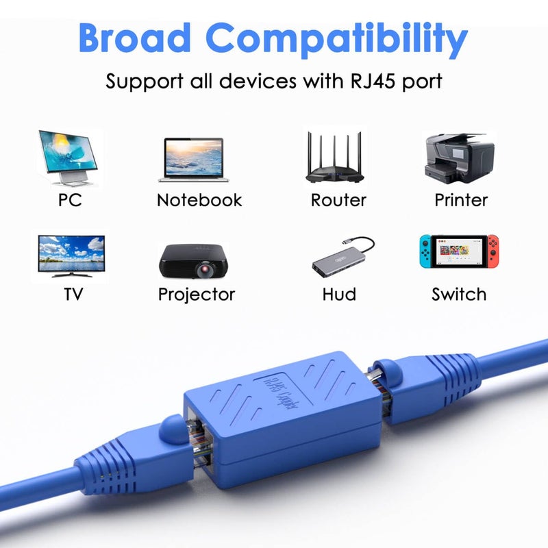Dingsun RJ45 Coupler, Ethernet Extender for Cat7/Cat6/Cat5e/Cat5 Female to Female Ethernet Coupler Connector(1pack, Blue) - Image 3